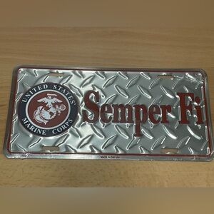 Semper Fi License Plate, US Marine Corps Diamond Plate Aluminum. New